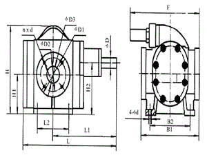 KCB齿轮泵安装尺寸-KCB齿轮油泵安装寸-2CY齿轮泵